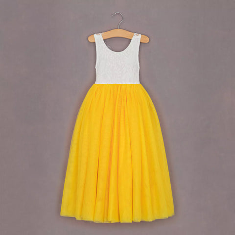 pretty yellow lace and tulle dress