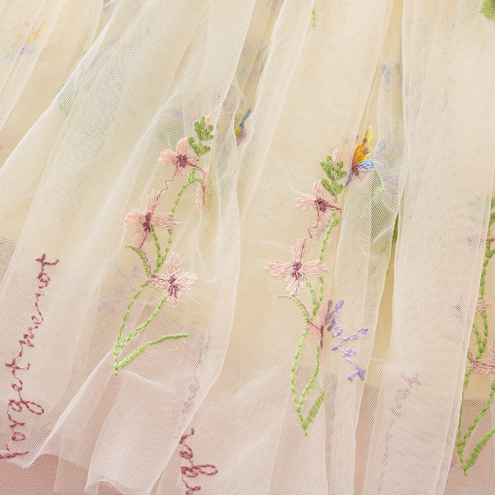 Close up of embroidery tulle