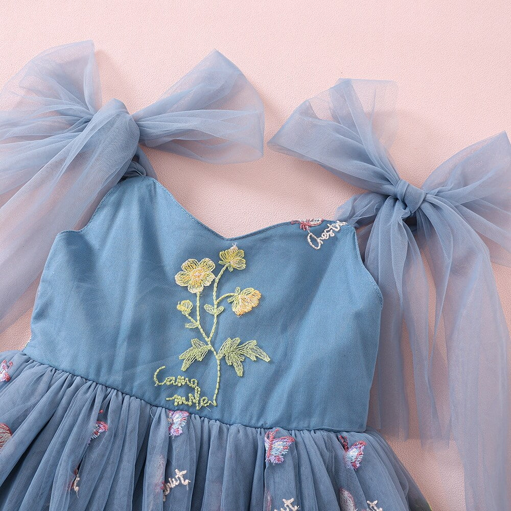 dusty blue pretty girls dress