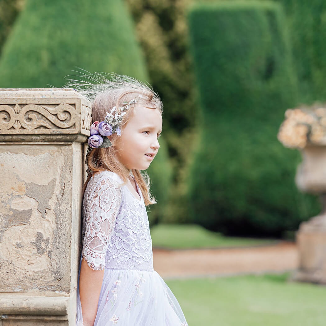 Pretty flower girl looking out 